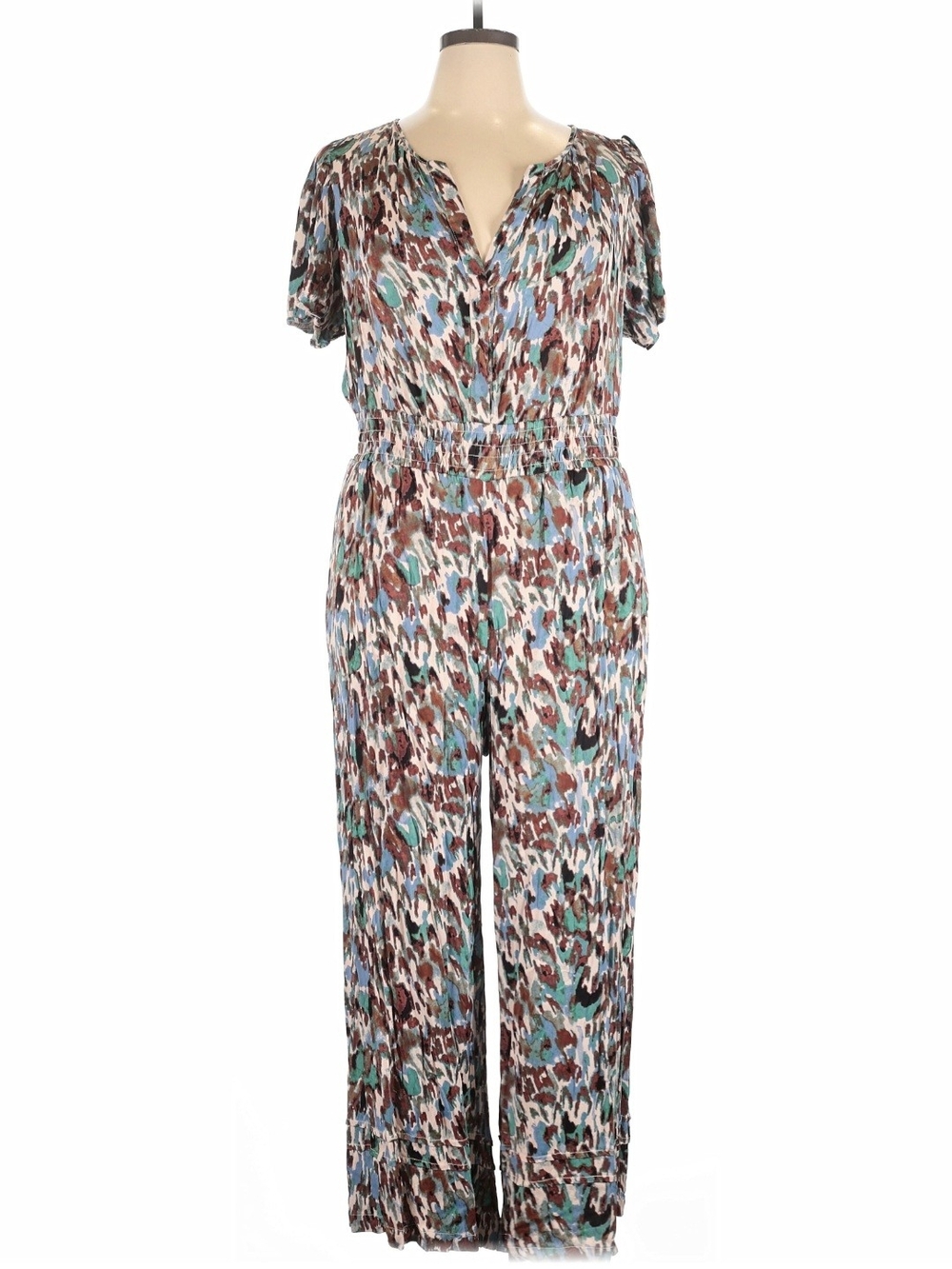 Anthropologie Abstract Print Wide Leg Jumpsuit | Size 1X - EUC - Picture 2 of 3